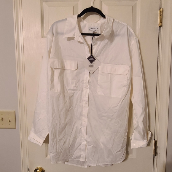 Ava & Viv Tops - Ava & Viv White Utility Button-Front Shirt